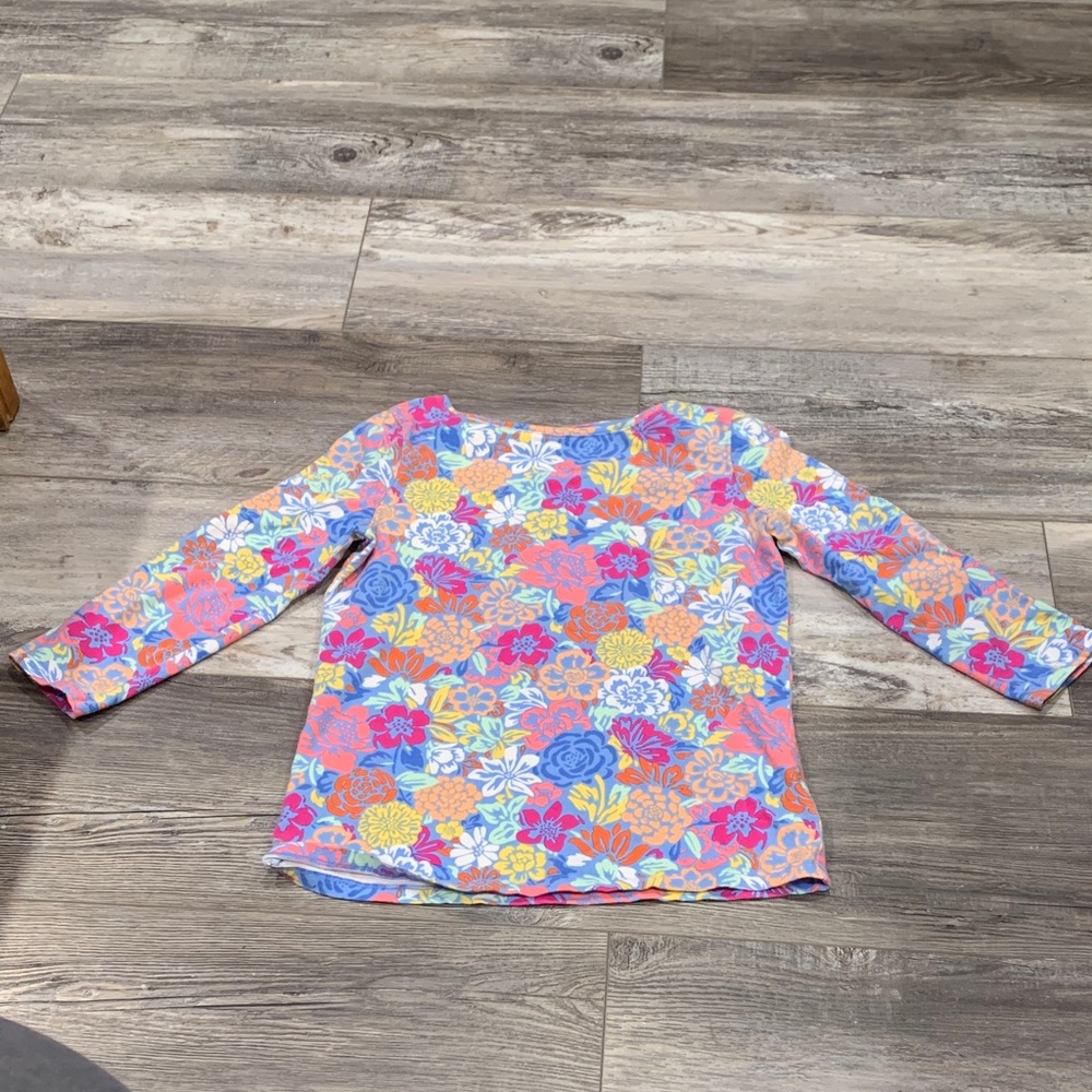 Talbots Floral Long Sleeve Tee - Blue, Orange, Pink